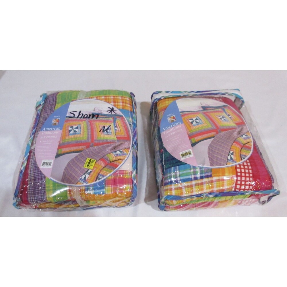 Lot of 2 American Traditions Pillow Shams San Tropez 20"x26"Colorful Bright  NWT
